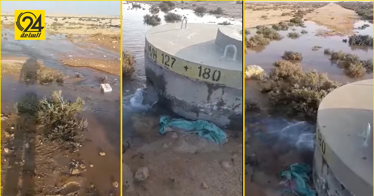 "النهر الصناعي": "وصلة غير شرعية" تسببت في تسرب مائي كبير بمسار "أجدابيا- سلوق"