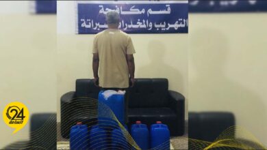 مكافحة التهريب: ضبط شخصين ليبيين وبحوزتهم كمية من الخمور محلية الصنع بصبراته