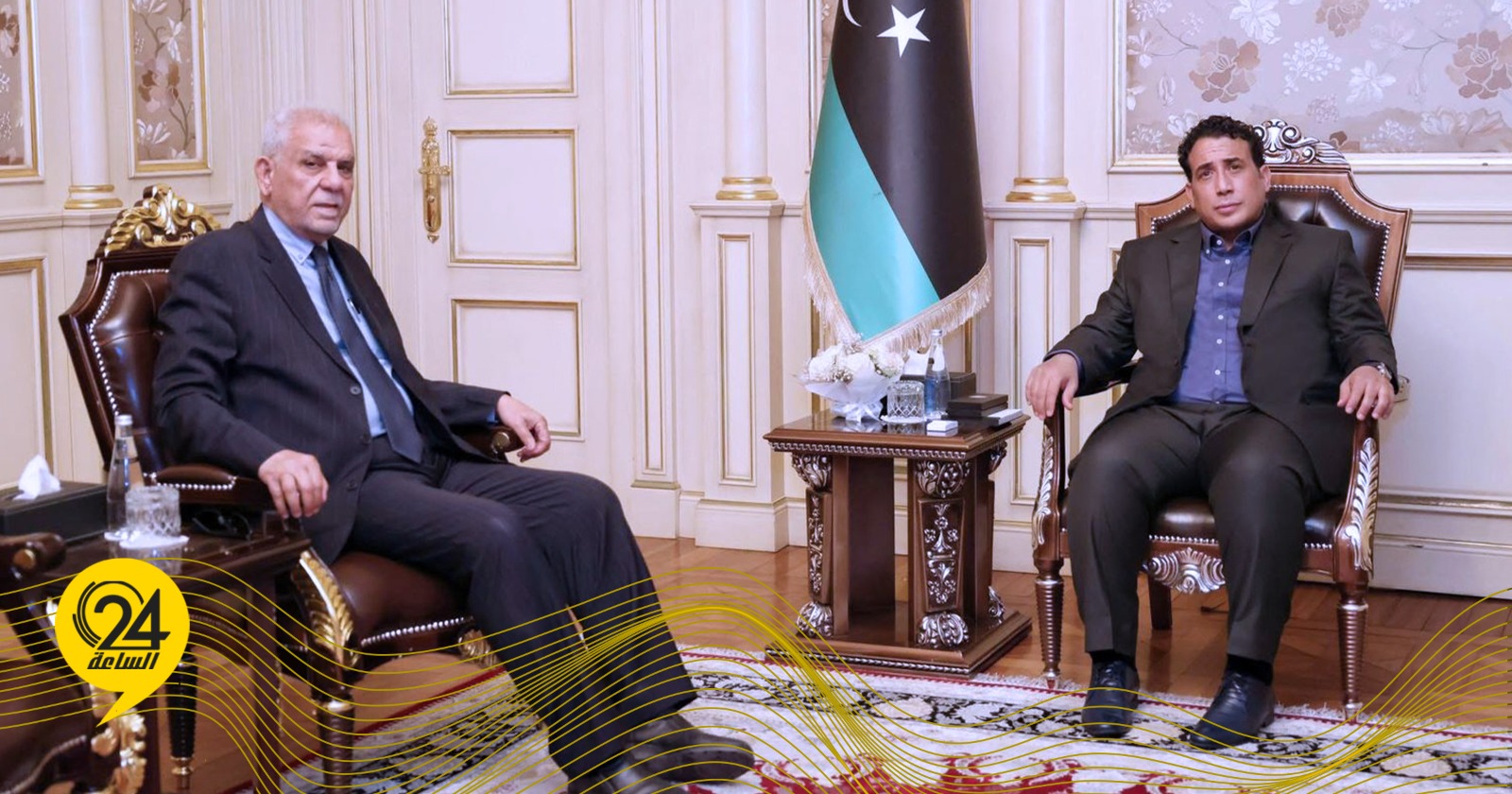 المنفي ونائب تكالة يتفقان على "ترسيخ دعائم الدولة". #الساعة24 